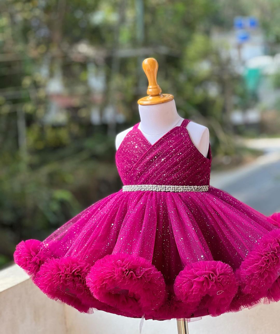 Cutedoll Pink Net Flared V-Neck Sleeveless Baby Girl Frock - Perfect for Birthday Parties & Festive Occasions