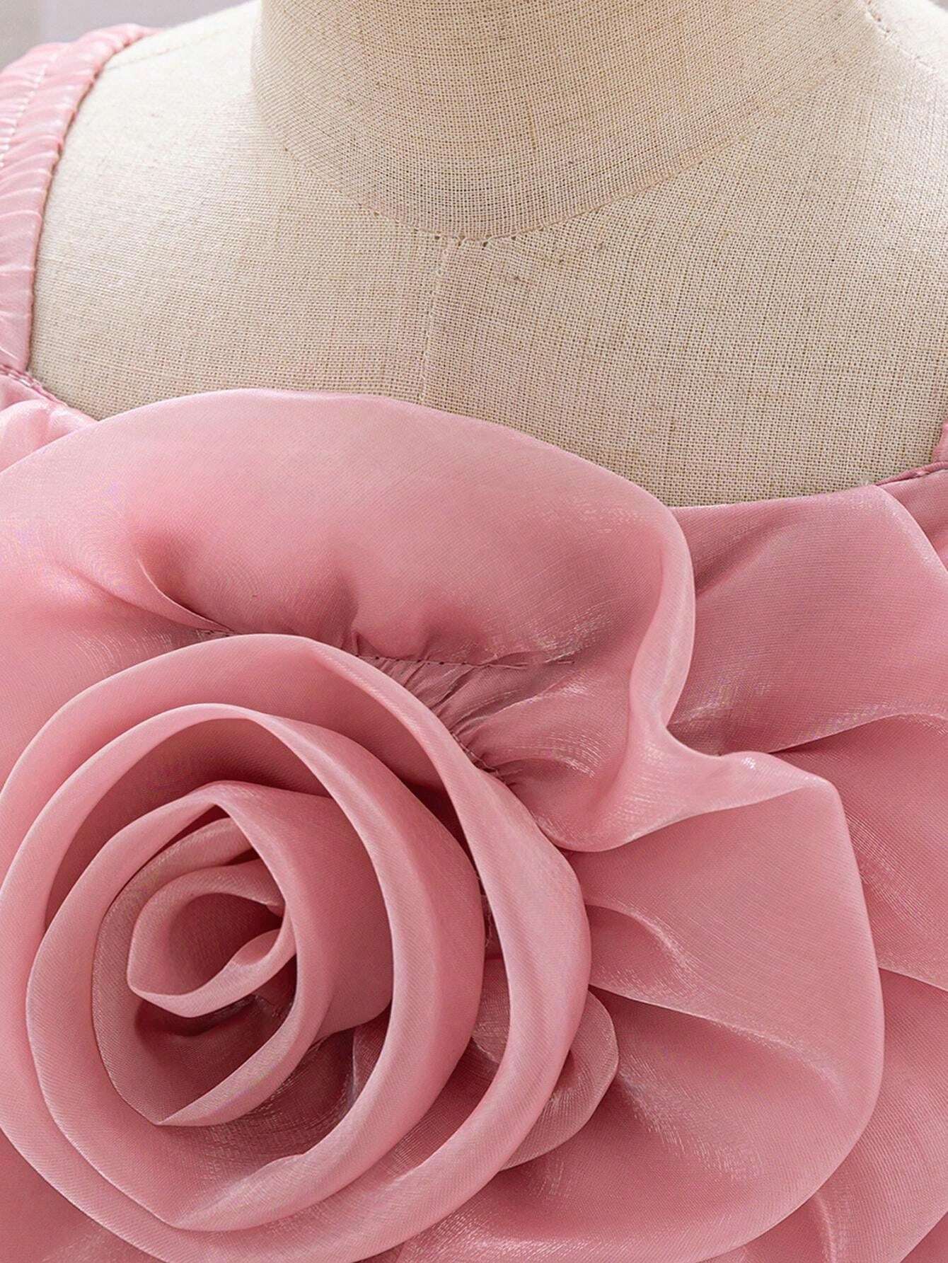 Baby Frock for Girls – Pink Rose Party Wear Dress for 1-6 Years