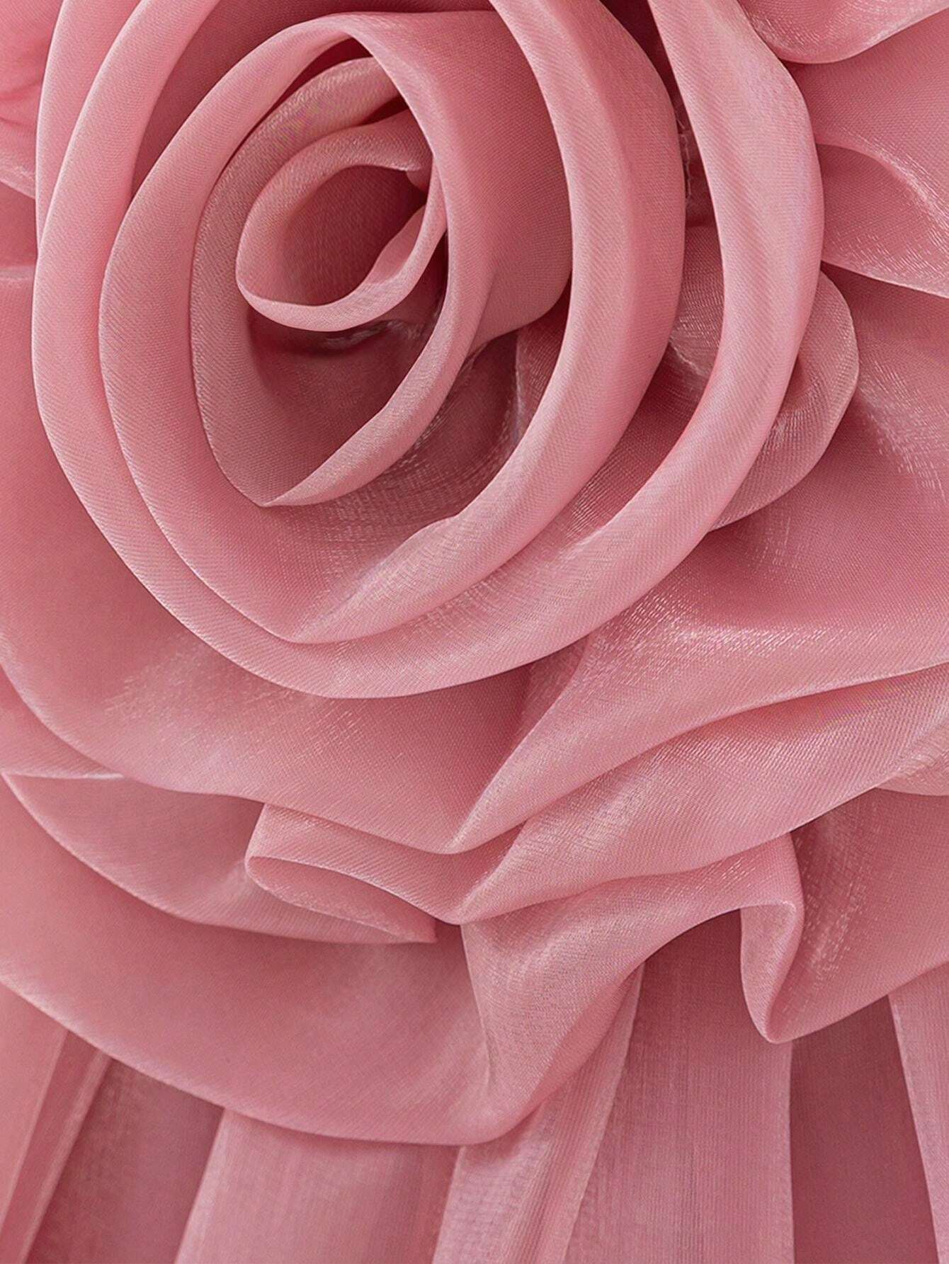 Baby Frock for Girls – Pink Rose Party Wear Dress for 1-6 Years