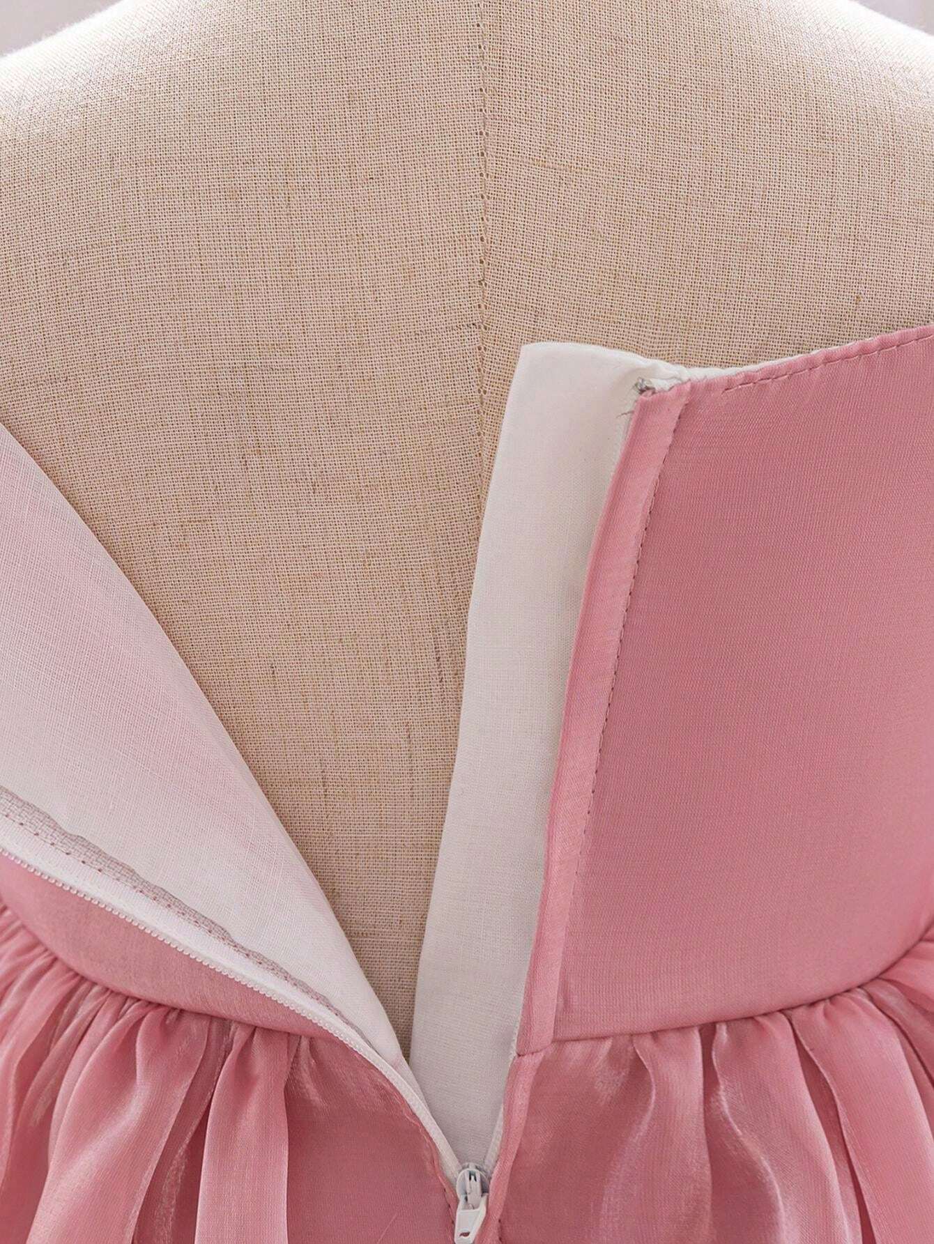 Baby Frock for Girls – Pink Rose Party Wear Dress for 1-6 Years