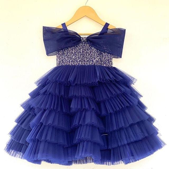 Cutedoll Blue Net Kids Birthday Frock Dress