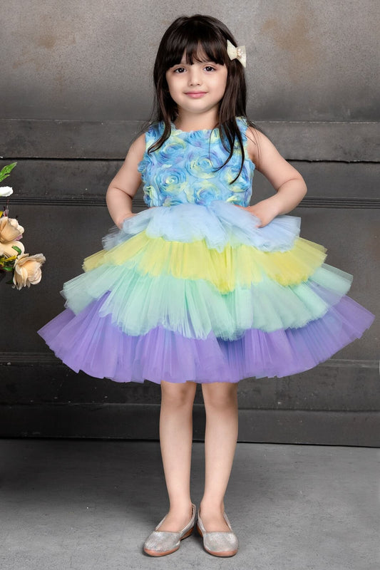 Colorful Rainbow Tulle Dress for Girls – Cute Kids Dress for Special Occasions
