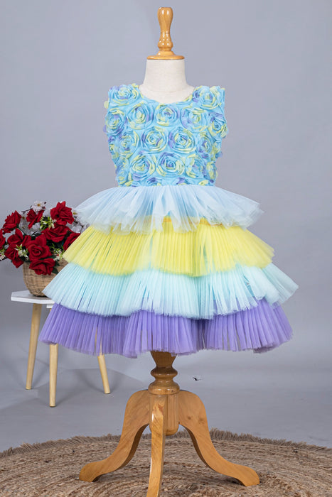 Cutedoll Multicolor Flower Kids Girl Party Frock Dress