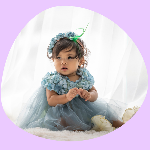 Cutedoll Dark Peach Sparkle Puff Sleeve Baby Kids Party Dress