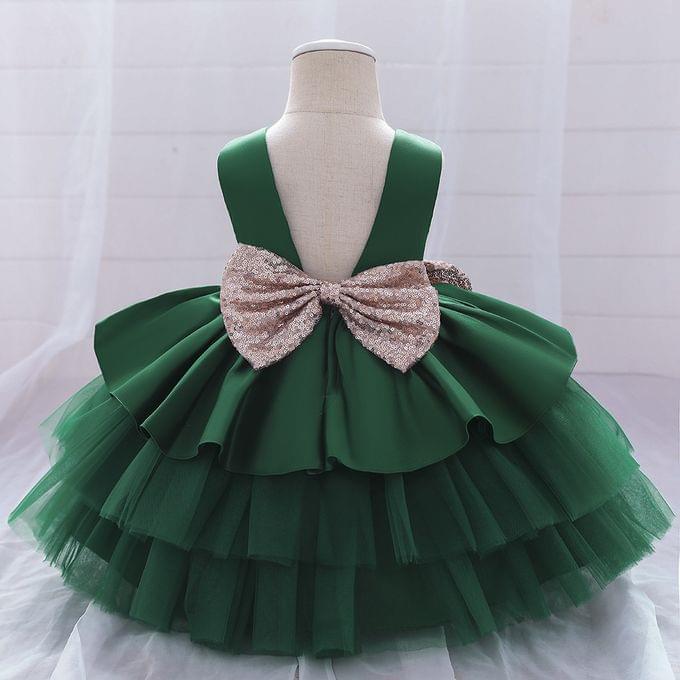 Cutedoll Green Net Kids Frock Dress