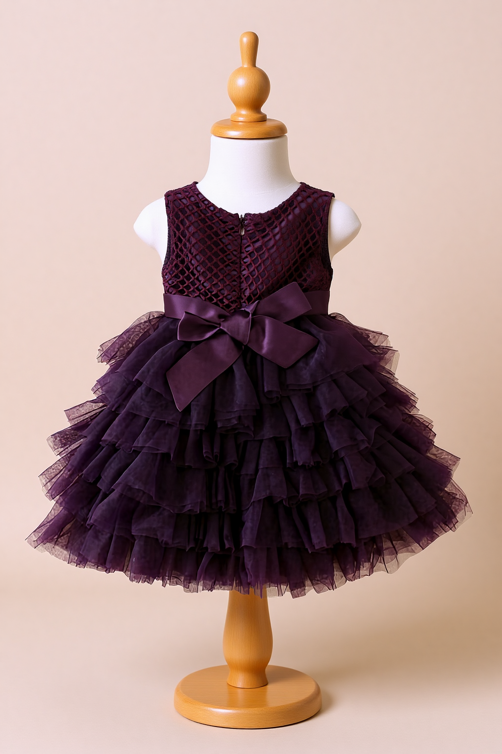 Cutedoll Wine Color Net Embroidered Kids Baby Frock Dress
