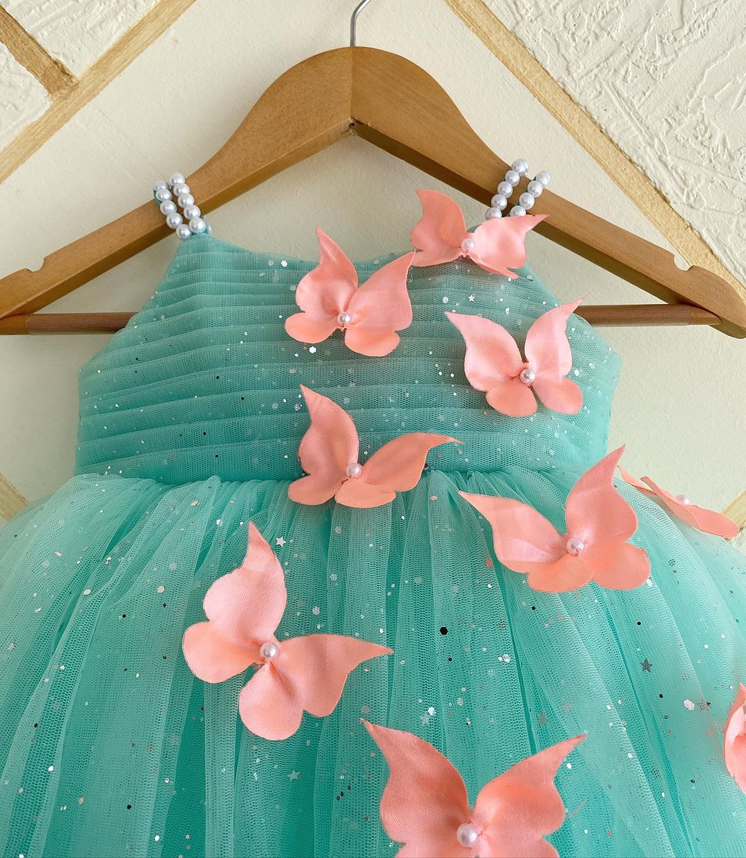 Cutedoll Mint Net Sparkle with butterfly kids Girls Dress