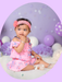 Cutedoll Dark Peach Sparkle Puff Sleeve Baby Kids Party Dress