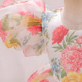 Multicolor Floral Baby Frock – Puffy Sleeve Knee-Length Organza Dress for Girls