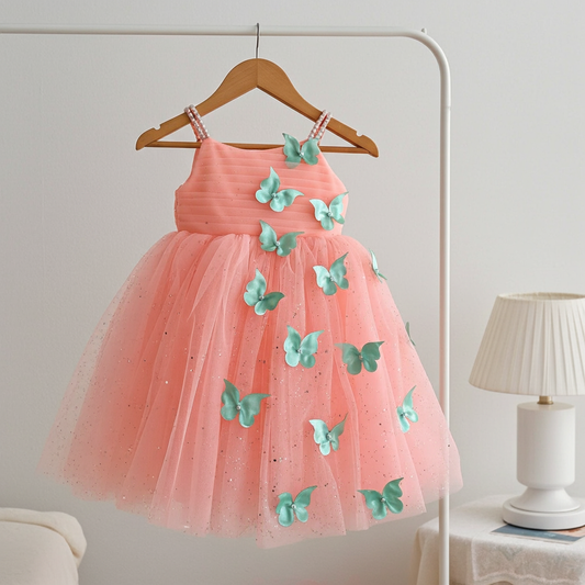 Cutedoll Mint Net Sparkle with butterfly kids Girls Dress