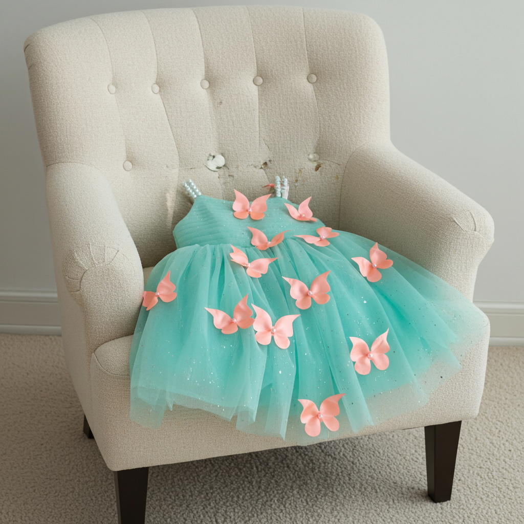 Cutedoll Mint Net Sparkle with butterfly kids Girls Dress