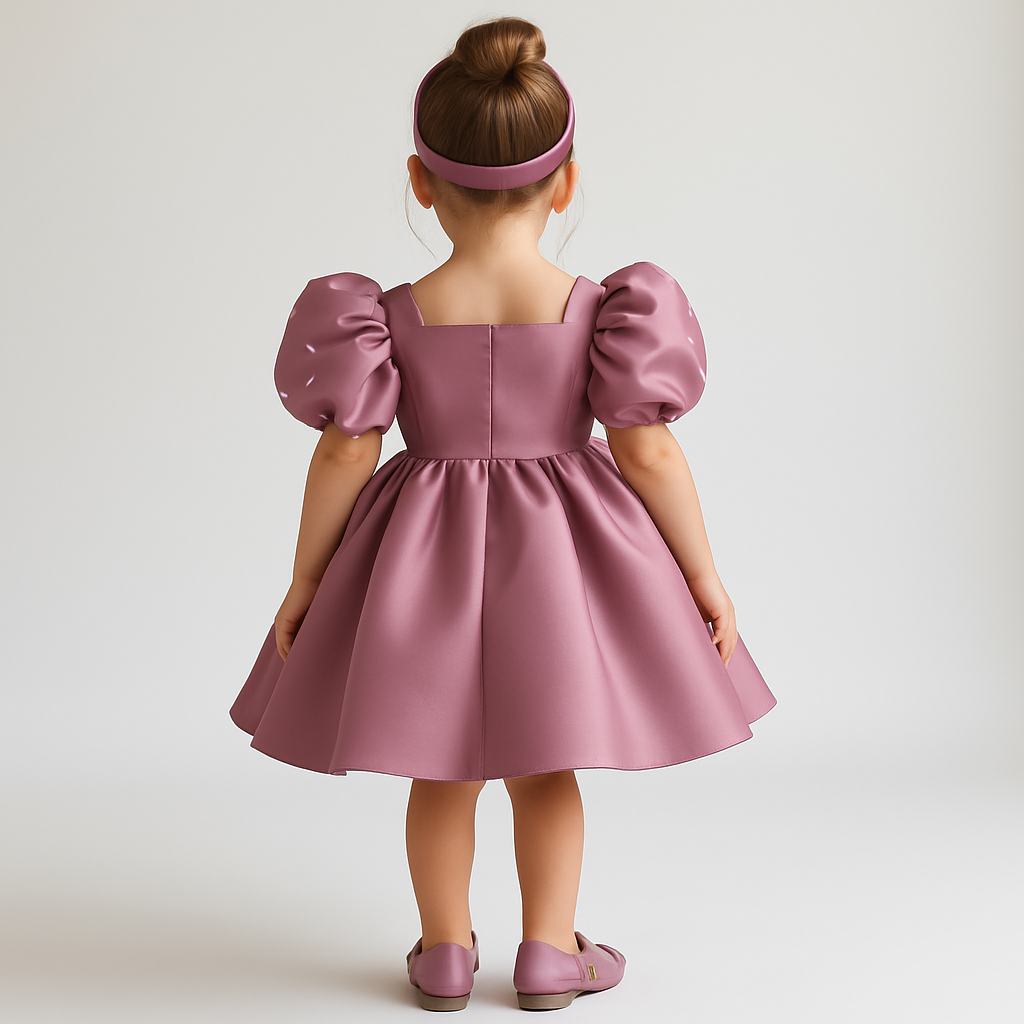 Girls Dusty Color Silk Frock Dress