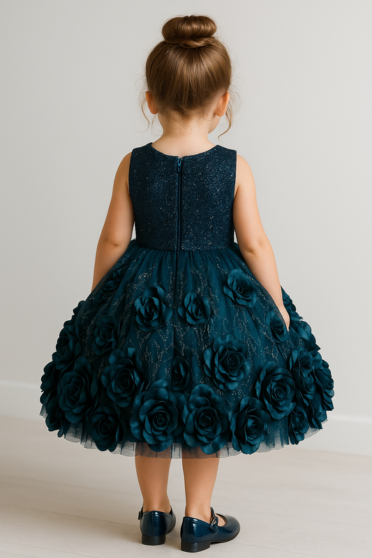 Cutedoll Teal Green Color Flower Girl's Party Dress