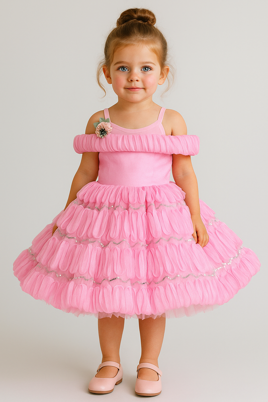 Cutedoll Pink Silk Kids Frock Dress