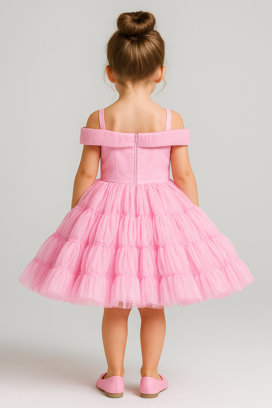 Cutedoll Pink Silk Kids Frock Dress