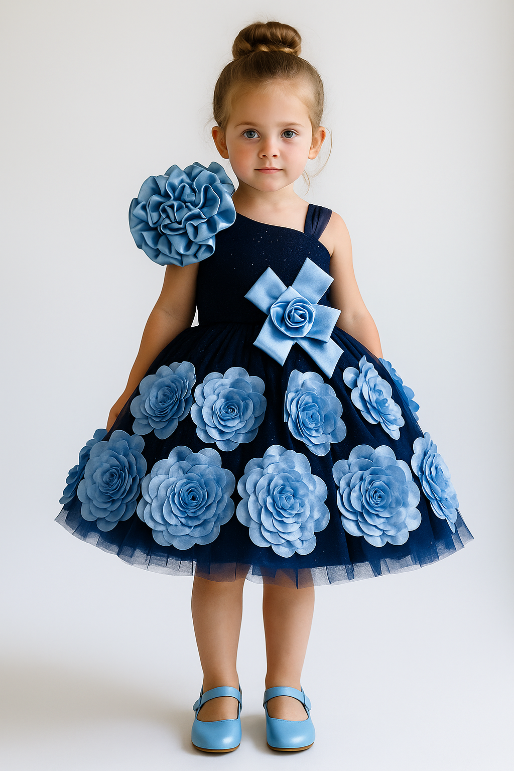 Cutedoll Neavy Blue Color Net Kids Frock Dress