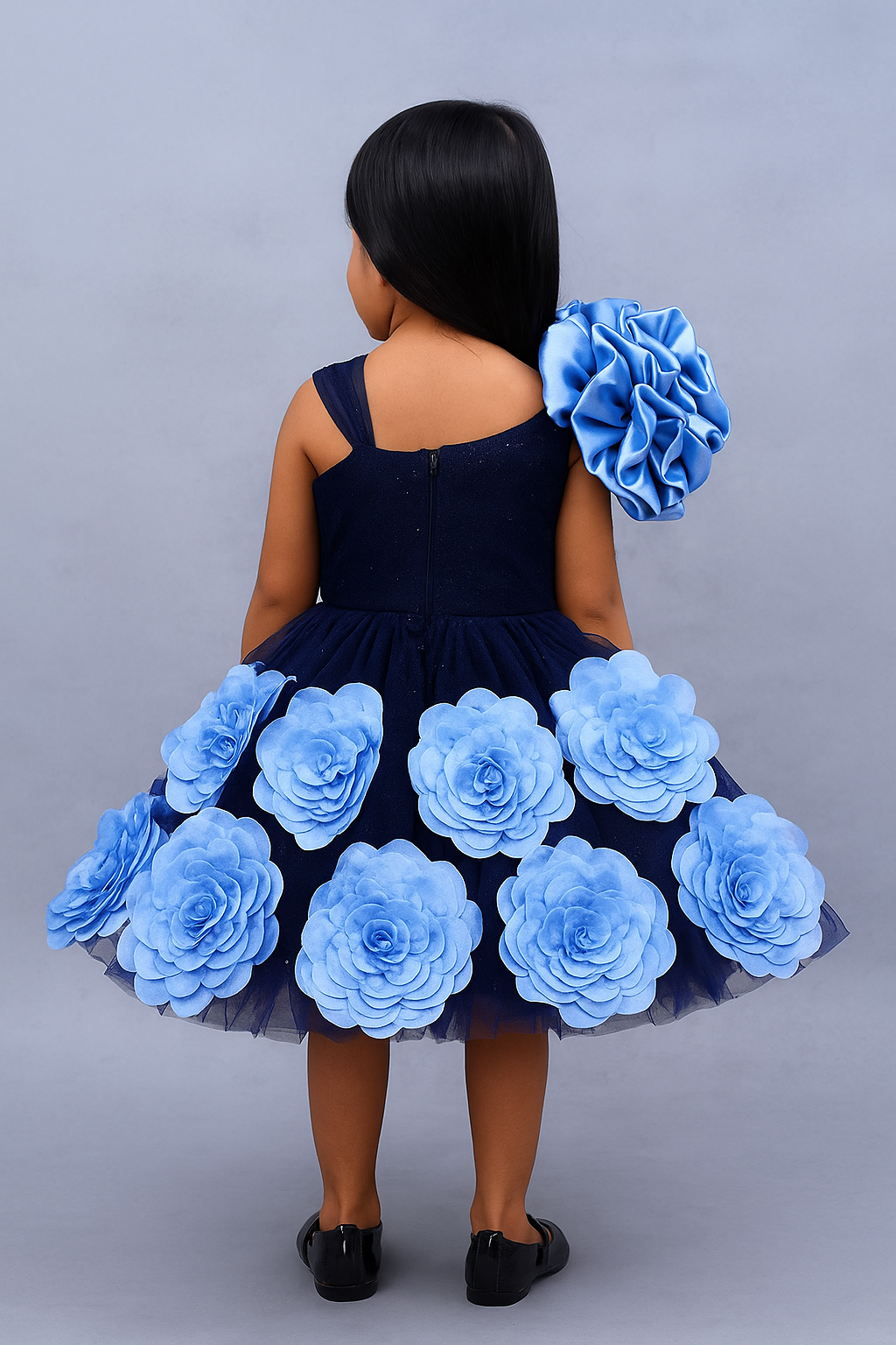 Cutedoll Neavy Blue Color Net Kids Frock Dress