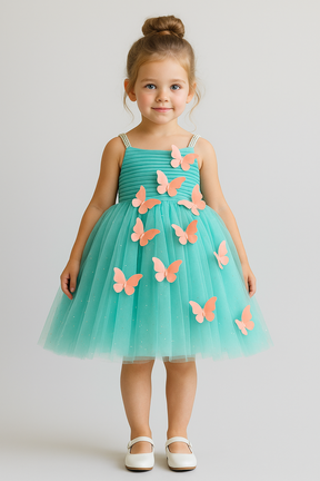 Cutedoll Mint Net Sparkle with butterfly kids Girls Dress