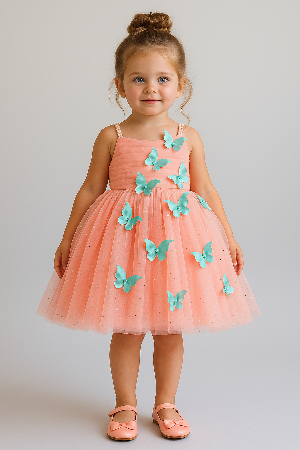 Girls Mint Green Butterfly Frock Dress