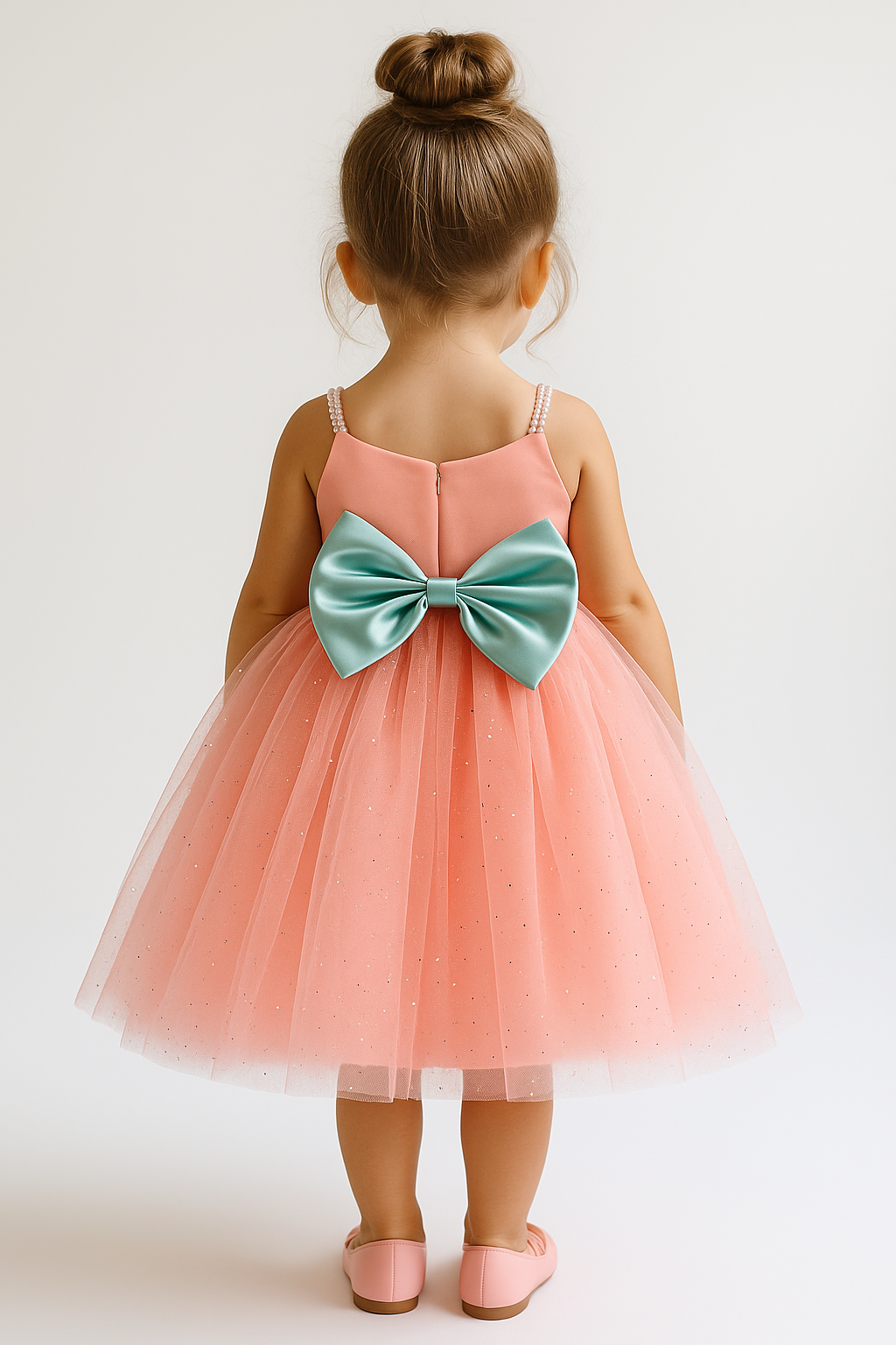 Cutedoll Light Orange Net Sparkle with butterfly kids Girls Dress