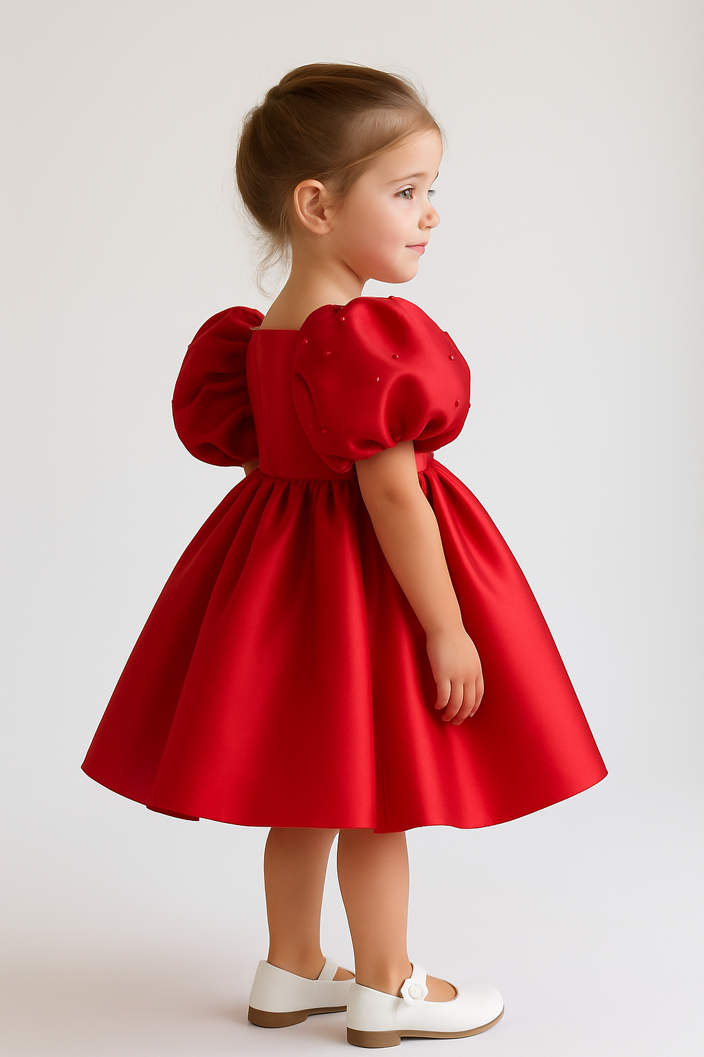 Girls Red Color Silk Frock Dress