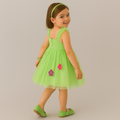 Cutedoll Parrot Sparkle Flower Pattern Kids Party Frock Dress