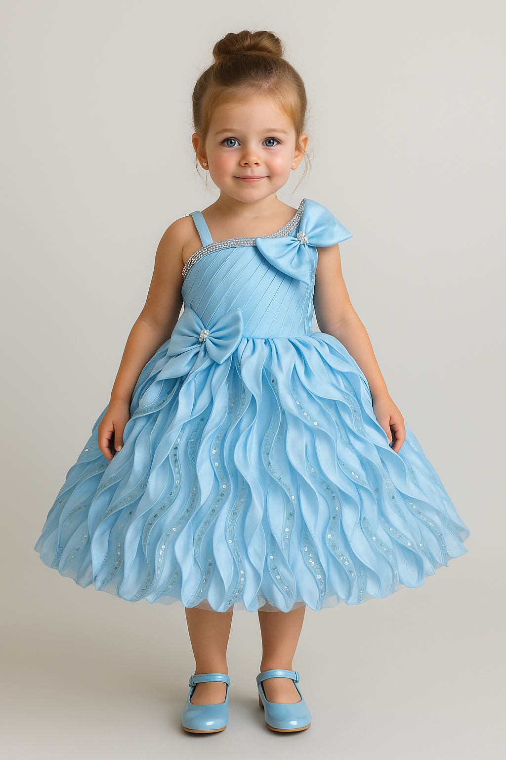 Cutedoll Grey Color Silk Kids Girls Frock Dress
