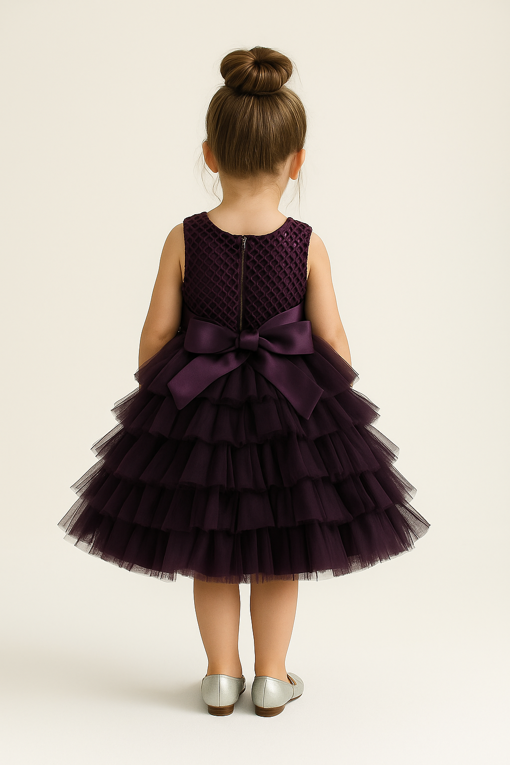 Cutedoll Wine Color Net Embroidered Kids Baby Frock Dress