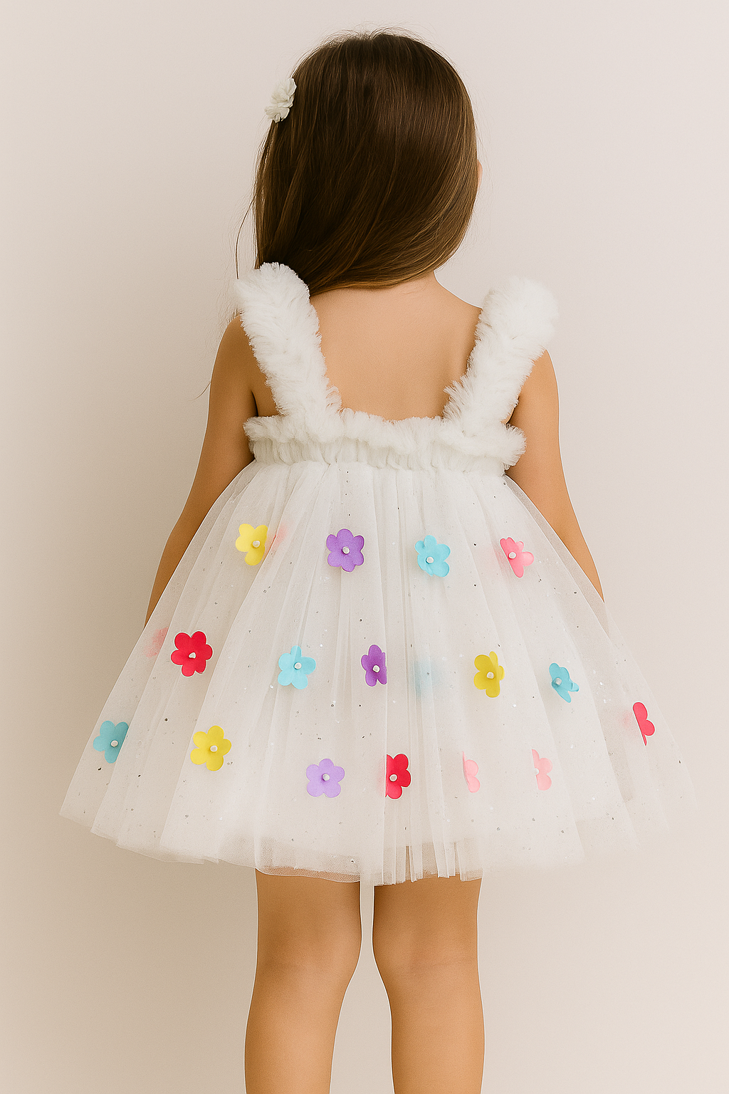 Girls Net Flower Pattern Frock Dress