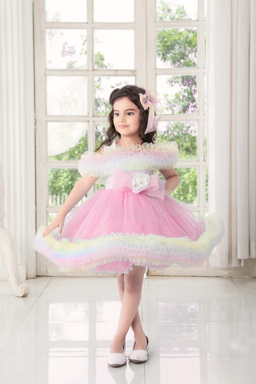Cutedoll Net Striped Girls Party Dress