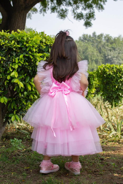 Cutedoll Pink Net Kids Frock Dress