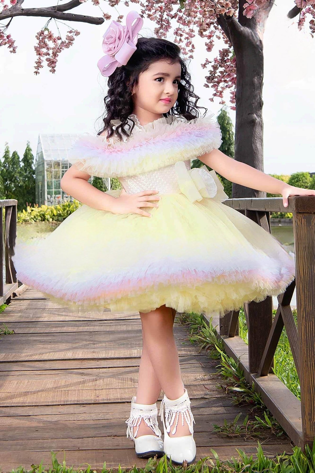 Cutedoll Net Striped Girls Party Dress