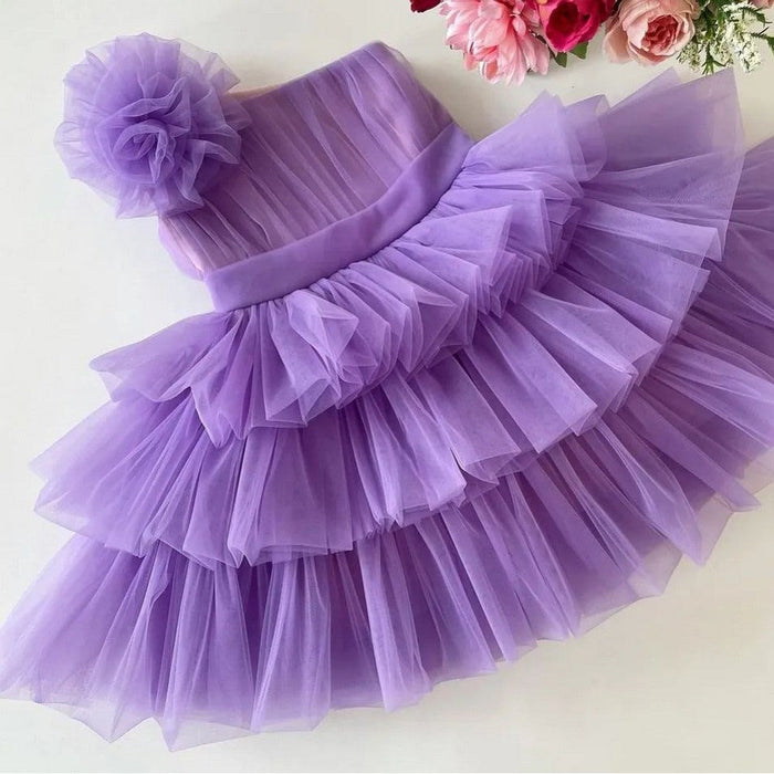 Cutedoll Purple Color Net Kids Party Dress