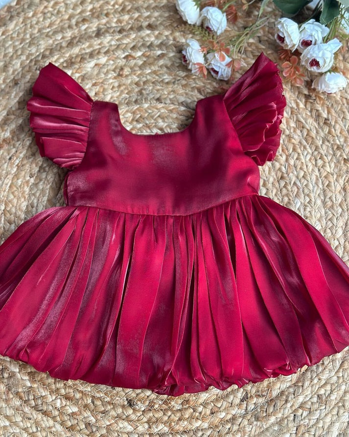 Girls Silk Striped Frok Dress