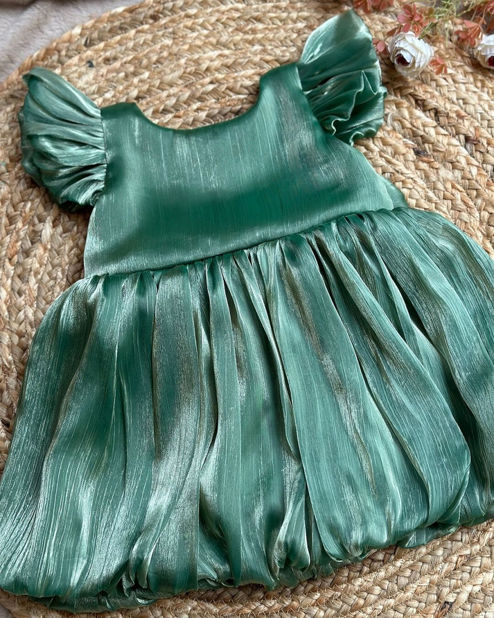 Girls Silk Striped Frok Dress