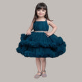 Teal Baby Girl Dress with Sparkling Belt and Ruffled Tulle Skirt – Perfect for Special Occasions