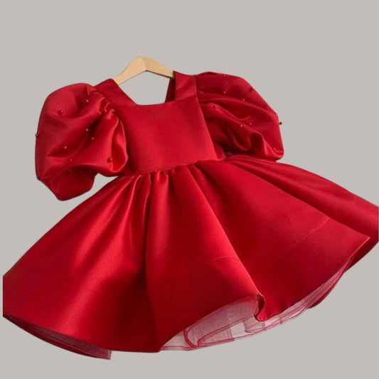 Cutedoll Silk Puffy Sleeve Kids Party Dress