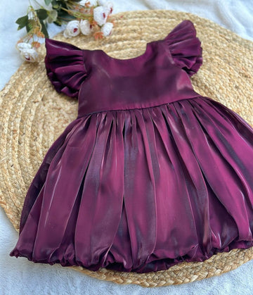 Girls Silk Striped Frok Dress