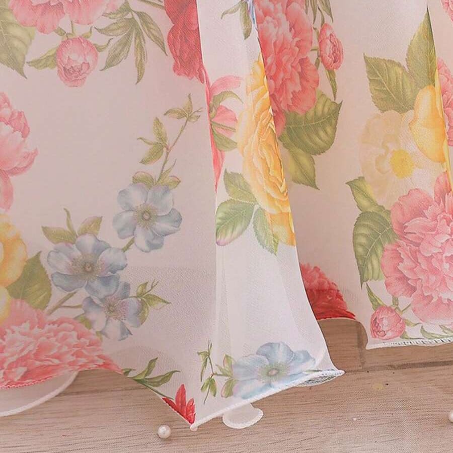 Multicolor Floral Baby Frock – Puffy Sleeve Knee-Length Organza Dress for Girls
