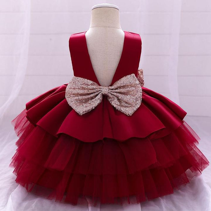 Cutedoll Red Color Net Birthday Dress For Baby Girl
