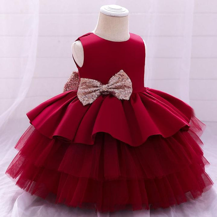 Cutedoll Red Color Net Birthday Dress For Baby Girl