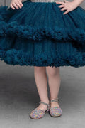 Cutedoll Teal Blue Net Sparkle Kids Girls Party Dress