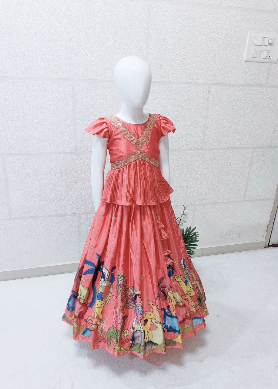 Premium Pink Hand-Painted Lehenga Set for Girls | Designer Festive & Wedding Wear