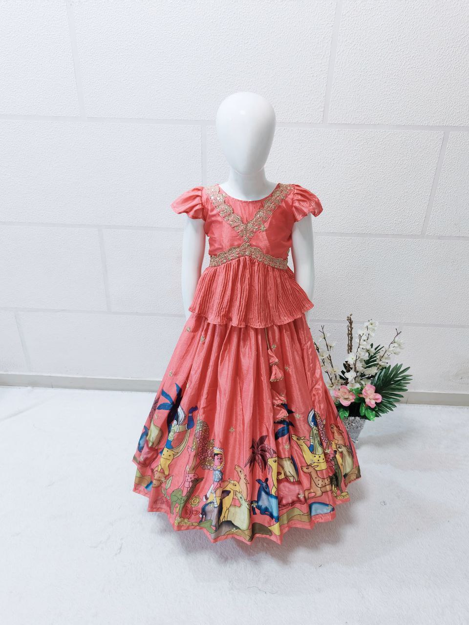 Premium Pink Hand-Painted Lehenga Set for Girls | Designer Festive & Wedding Wear