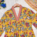  Women's Yellow Floral Printed Anarkali Kurta with Dupatta Set – Stylish Ethnic Wear for Festive & Casual Occasions