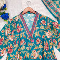 Women's Green Floral Printed Anarkali Kurta with Dupatta Set – Elegant Ethnic Wear for Festive & Casual Occasions