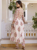 Women's Pink Floral Printed Anarkali Kurta with Pant & Dupatta Set – Comfortable Ethnic Wear for Casual & Festive Occasions