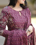  Women's Maroon Printed Anarkali Kurta with Dupatta Set – Ethnic Wear for Casual & Festive Occasions