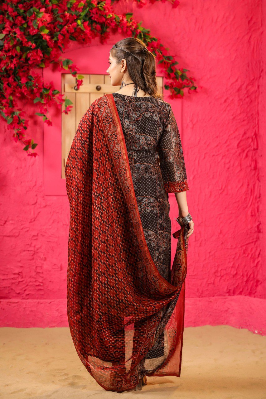 Women's Printed Anarkali Kurta with Dupatta Set – Ethnic Wear for Festive Occasions