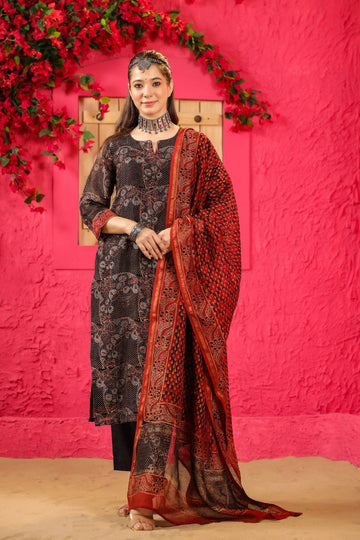 Women's Printed Anarkali Kurta with Dupatta Set – Ethnic Wear for Festive Occasions